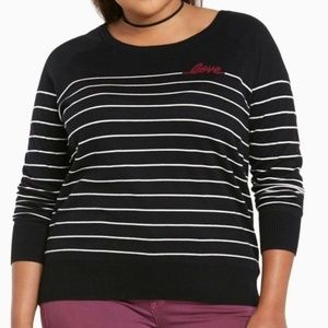 Torrid Sweater Black White Striped NWT